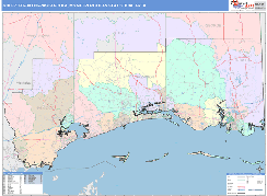 Gulfport-Biloxi-Pascagoula Metro Area Digital Map Color Cast Style